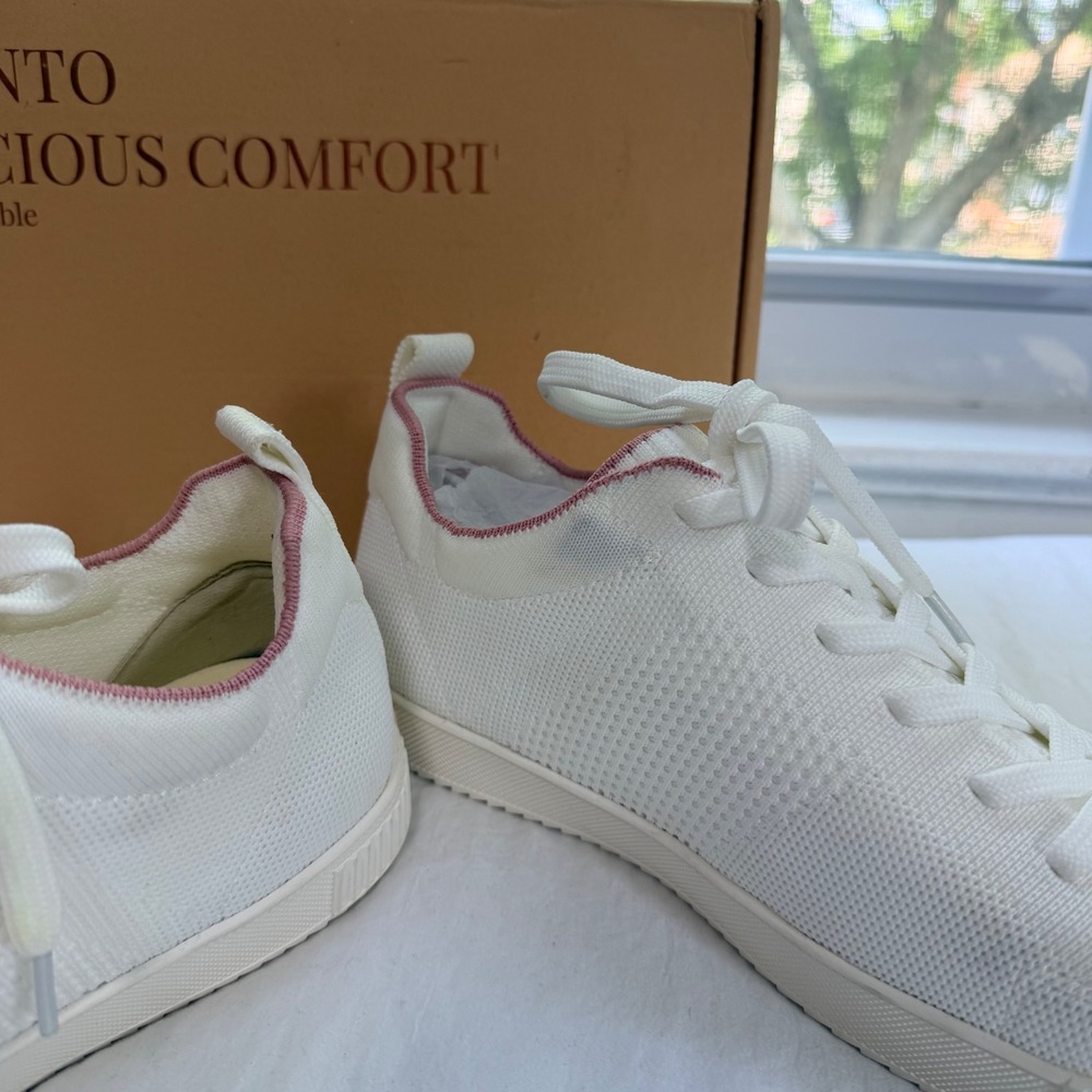 VIVAIA Knit Lace-Up Sneakers White Pink Trim - EU 40 / US 9 - Picture 6 of 9